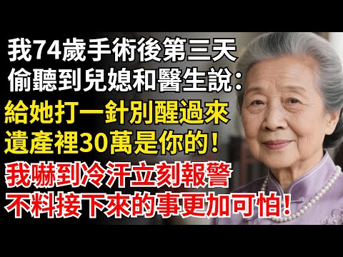 我74歲手術後第三天，偷聽到兒媳和醫生說：給她打一針別醒過來，遺產裏30萬是你的。我立刻報警，不料接下來的事更加可怕！#晚年生活#中老年生活#為人處世#生活經驗#情感故事#幸福人生#上了年紀該明白的事