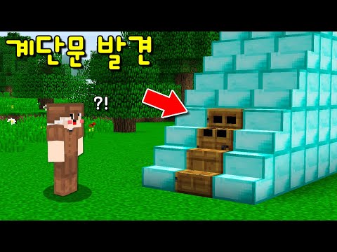 '비밀 계단문'을 발견한 초보! 초보가 계단문을 열고 들어가면 엄청난 곳이 나온다? 고수가 들어가면.. [마인크래프트]