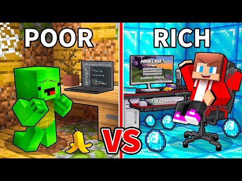 JJ and Mikey: POOR vs RICH Youtuber Battle in Minecraft - Maizen