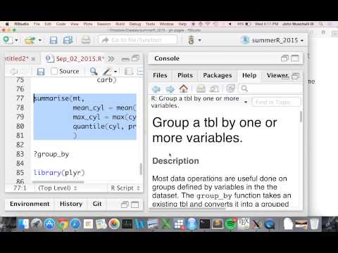 Introduction to R: Manipulating data with dplyr (Sep 2, 2015)