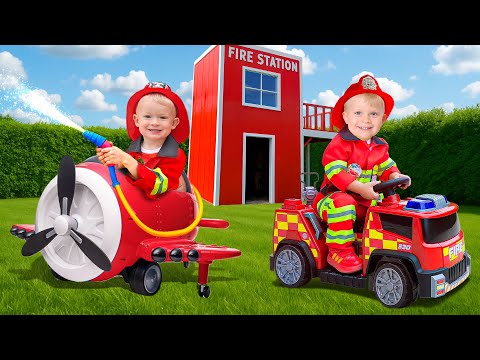 Oliver & Adam Firefighter and Car Adventures