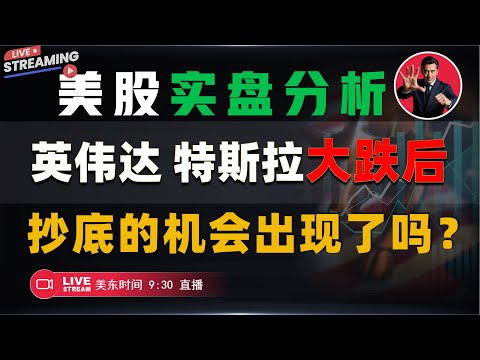 美股实盘分析，英伟达、特斯拉大跌后抄底的机会出现了吗 #英伟达 #特斯拉#crypto #美股 #btc #eth#股票#投资#股票实盘分析