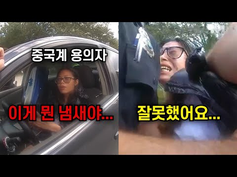 [바디캠] 중국계 여성의 차량에서 수상한 악취를 맡은 미국 경찰