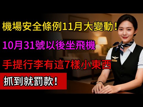 機場安全條例11月大變動:10月31號以後坐飛機,手提行李有這7樣小東西,抓到就罰款!早知道早準備,別花冤枉錢。#航空旅行 #生活經驗 #機場 #科普 #百科密码 #搭飛機