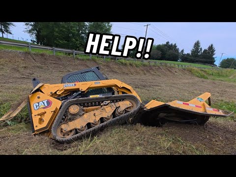 Caterpillar D6 to the Rescue! | Pulling a Skid Loader Out of the Creek