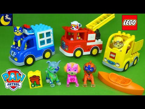 Paw Patrol Mighty Pups Toys Lego Duplo Fire Truck Cars Set Best Toy Stories Video for Kids Children