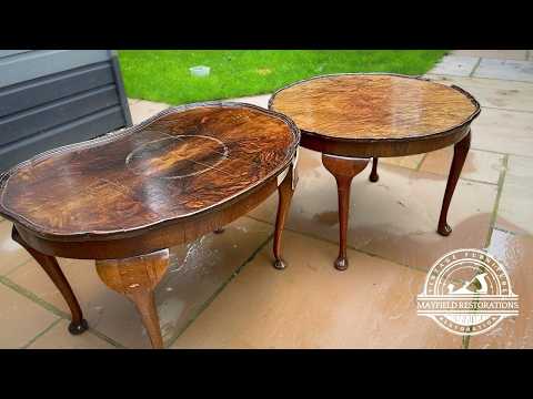 AMAZING WOODGRAIN Revealed when Restoring two small Tables