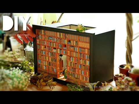 DIY☺︎ Miniature dollhouse with hidden door！100均のフォトフレームに隠し扉のあるドールハウスを作ってみた！