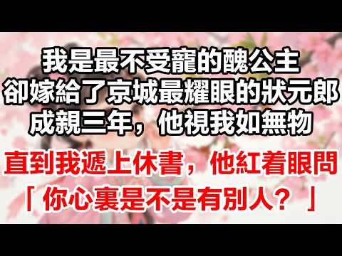 我是最不受寵的醜公主，卻嫁給了京城最耀眼的狀元郎。成親三年，他視我如無物。直到我遞上休書，他紅着眼問：「你心裏是不是有別人？」