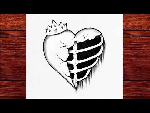 How to Draw a Broken Heart with Crown | Dark Aesthetic Pencil Art