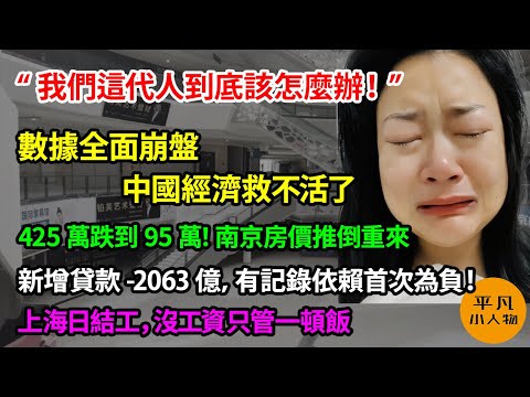 “我們這代人到底該怎麼辦！”|數據全面崩盤，中國經濟救不活了|425萬跌倒95萬！南京房價推倒重來|新增貸款為-2063億，有記錄依賴首次為負！|上海日結工，沒工資只管一頓飯