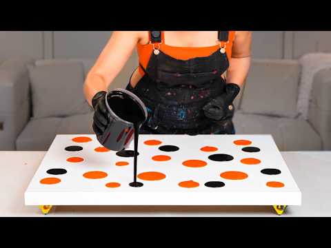 "Liquid Fire" Fluid Painting!🔥❤️ 50 Shades of ORANGE?! Acrylic Pouring ~ Fluid Art ~ Dutch Pour