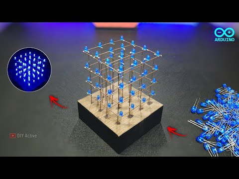 4×4×4 LED Cube ।। how to make a led cube at home ।। diy arduino led cube ।। DIY Active
