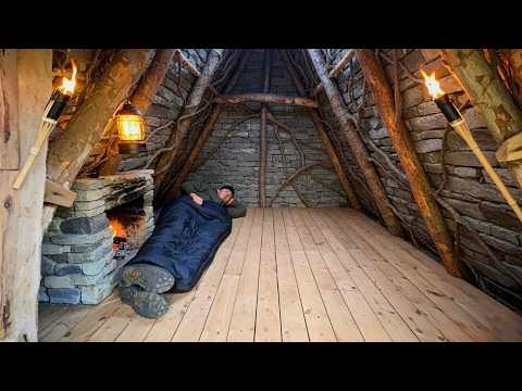 Building Two Secret Hideouts in Two Days, Primitive Bushcraft with Comfortable Conditions