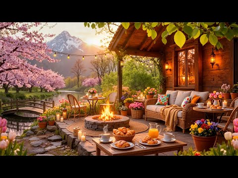 Sweet Spring Porch Ambience🌸 Morning Tranquill Jazz & Nature Therapy for Relaxing, Working, Studying