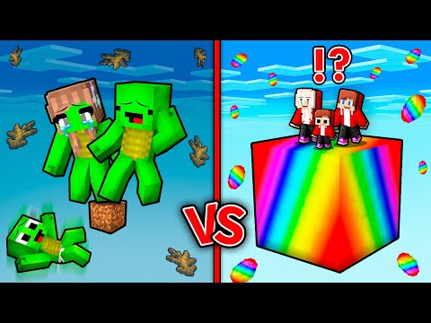 Mikey Family vs JJ Family Tiny OP Block Battle in Minecraft ! - Maizen