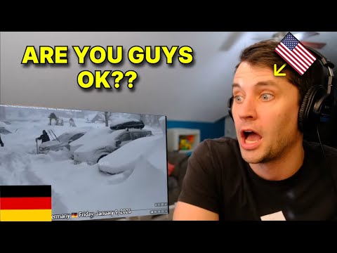 American reacts to SUPER high Wind Snow Storm hitting Germany