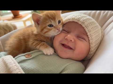 Kitten Curling Up Beside the Baby 😴🐾 | Wholesome Moments 2025