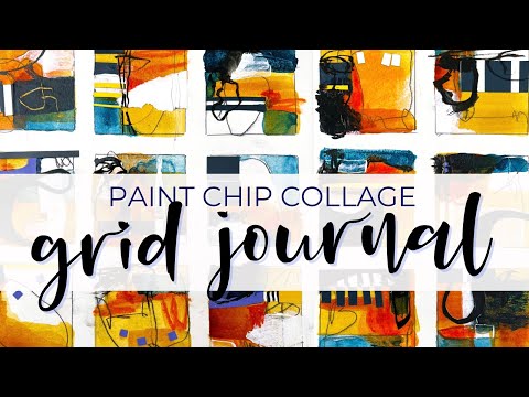 Playing with Paint Chips in my Grid Journal #arttutorial #abstractpainting #mixedmedia #collageart