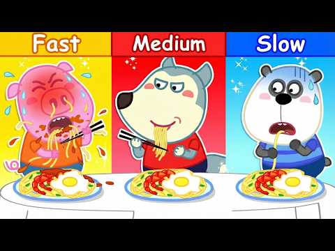 Кто ест быстро, а кто медленно? | Урок о хороших привычках | Wolfoo Russian
