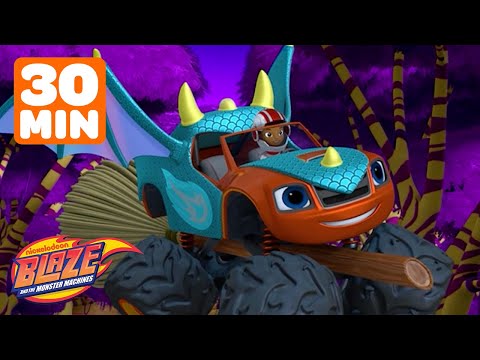 Blaze's Halloween Rescues & Adventures! 🎃 w/ AJ | 30 Minutes | Blaze and the Monster Machines