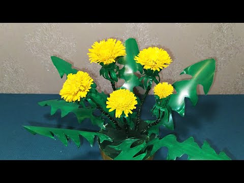 Одуванчик из пластиковых бутылок. Мастер класс.