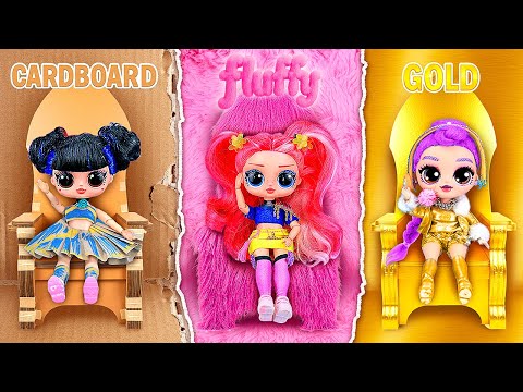 DIY Cardboard and Fluffy Golden Houses for K-Pop Demon Hunters! 10 Crafts for L.O.L. Dolls