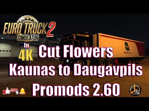Euro Truck Simulator 2 - Promods 2.60 - Cut Flowers  - Kaunas to Daugavpils - 4K - Trackir