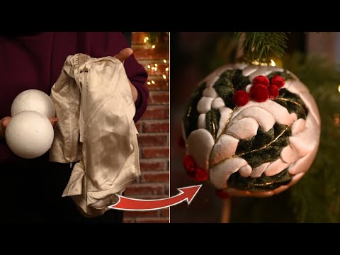 Роскошные елочные шары из старой блузки!