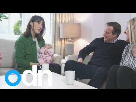Tories PR: Samantha Cameron holds baby - PM husband asks "want another one?"