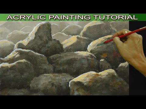 Acrylic Painting Tutorial on How to Paint Basic Rocks on Sunlight Easy for Beginners by JM Lisondra