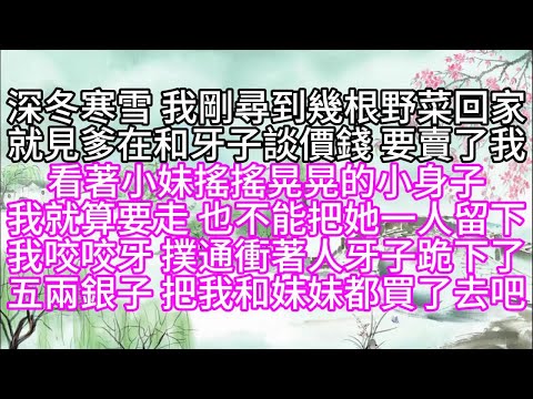 深冬寒雪，我剛尋到幾根野菜回家，就見爹在和牙子談價錢，要賣了我，看著小妹搖搖晃晃的小身子，我就算要走，也不能把她一人留下，我咬咬牙，撲通衝著人牙子跪下了，五兩銀子，把我和妹妹都買了去吧【幸福人生】