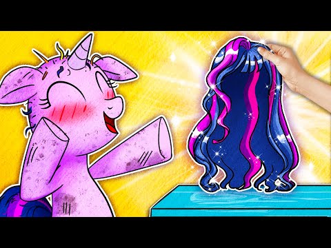 MY LITTLE PONY Transformation: Bald Twilight Sparkle Makeover New Hair | MLP Paper Stop Motion