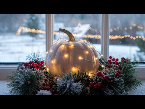 Christmas Pumpkin with Fairy Lights | 4K Holiday Art TV Frame | Cozy Winter Decor for Your Home