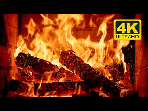 🔥 FIREPLACE Ultra HD 4K. Fireplace with Crackling Fire Sounds. Fireplace Burning. Fire Background