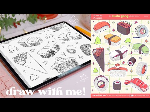 ✸ procreate draw with me! ✎ how i design kiss-cut sticker sheets, plus my hints and tips! ✸