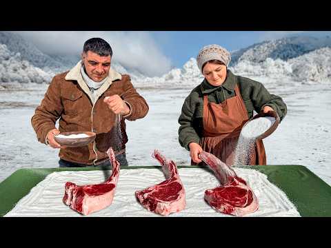 We've Baked Tomahawk Ribeye Steaks in Salt Shell! Unbelievable Crust