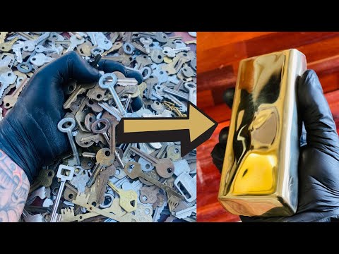 Golden Mirrored Bar - Bulk Key Melt - ASMR Metal Melting - Brass Zinc - Trash To Treasure BigStackD