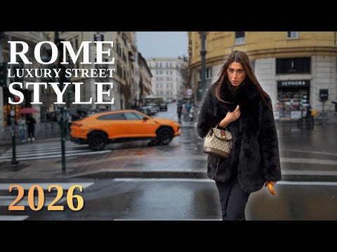 🇮🇹 Viral Italian Street Fashion in Rome 2026 | Luxury Style in the Rain