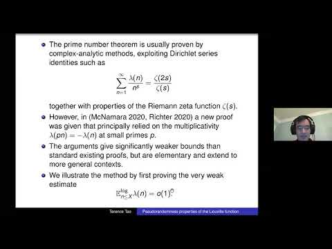 Terence Tao (UCLA):  Pseudorandomness of the Liouville function