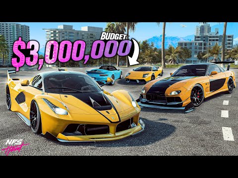 $3,000,000 Budget Build in Need for Speed HEAT! (LaFerrari, Murcielago, Miata, RX7 & More!)