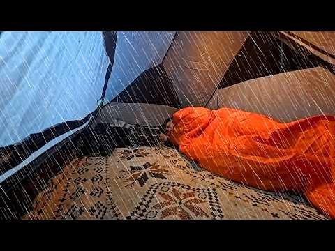 🏕CAMPING IN LONG HEAVY RAIN AND THUNDER ⛈️🎧 RELAXING RAIN IN HEAVY RAIN