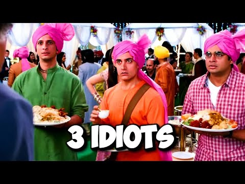 बिन बुलाए शादी में Free का खाना खाने Student - Aamir Khan, R. Madhavan, Sharman Joshi - कॉमेडी सीन