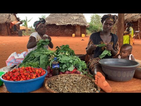 African Village Life #cooking Omena Vegetables Served With Corn Starch For Our Village Kids