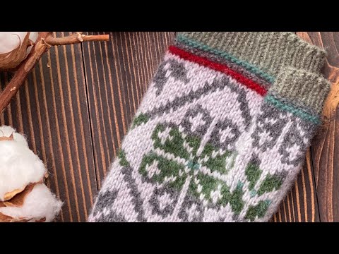 Жаккардовые митенки в технике «жаккард без протяжек с двух рук». Фильм 1