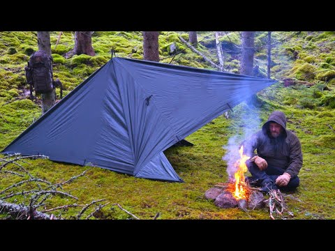 BEST TARP SETUP EVER - Bushcraft and Camping Trip