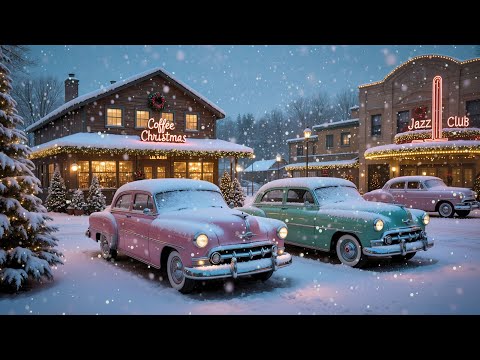 Cozy Christmas Jazz Music | 1940s Coffee Shop & Snowy Street Ambience | Relaxing Winter Jazz Radio