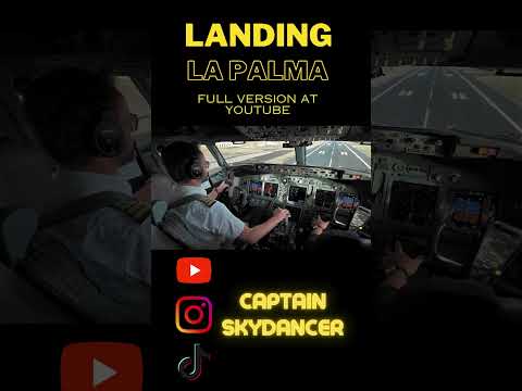 Unique inside-view landing at La Palma airport, Canary Islands.
