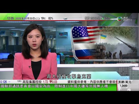 TVB午間新聞｜澤連斯基警告俄軍或會趁聖誕再大規模攻擊烏克蘭｜再有俄軍官遭汽車炸彈襲擊喪生｜金價亞洲市繼續創新高　升穿4490美元一盎司｜德國吉森鎮汽車闖入巴士站　三人受傷｜TVB｜20251223