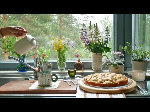 Slow Living Vlog: Rhubarb Cake, New Family Member, & Summer Garden Moments🐶 🌿🌸🎂☕